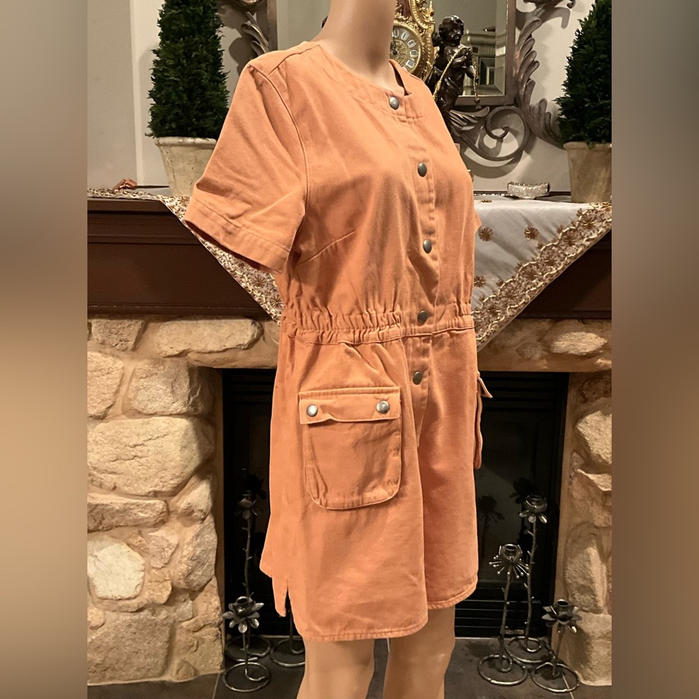 ASOS Denim Orange Button-Up Romper 12 - Picture 2 of 8